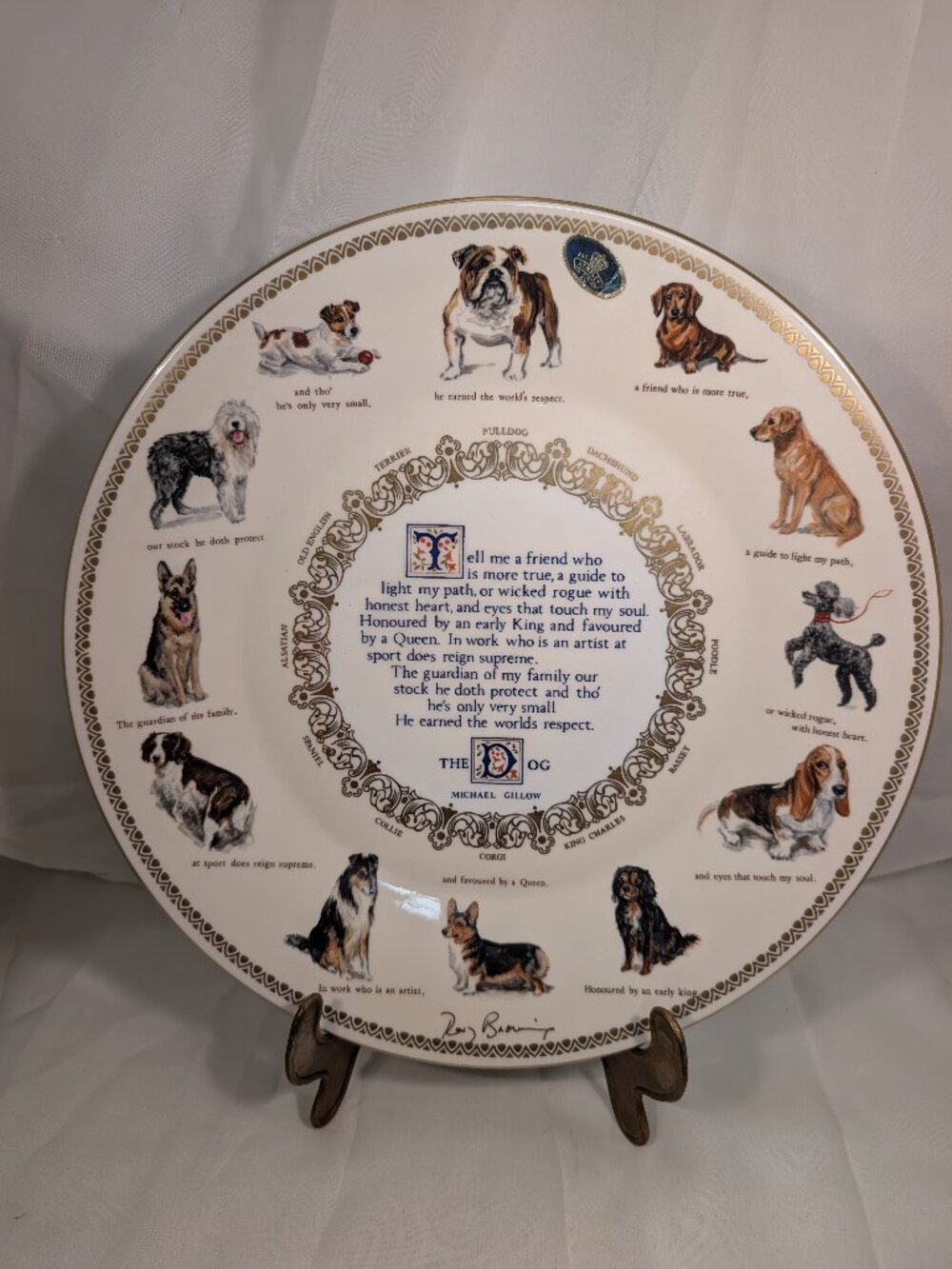 Vintage 1978 Aynsley The Dog Collector Plate Fine Bone China England